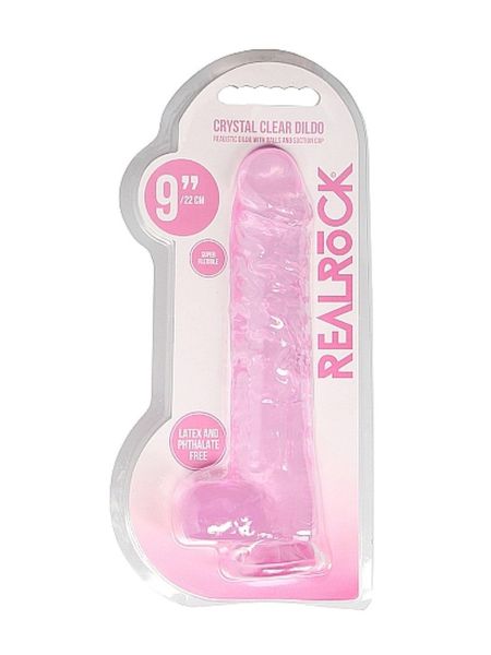 9"" / 23 cm Realistic Dildo With Balls - Pink - 2
