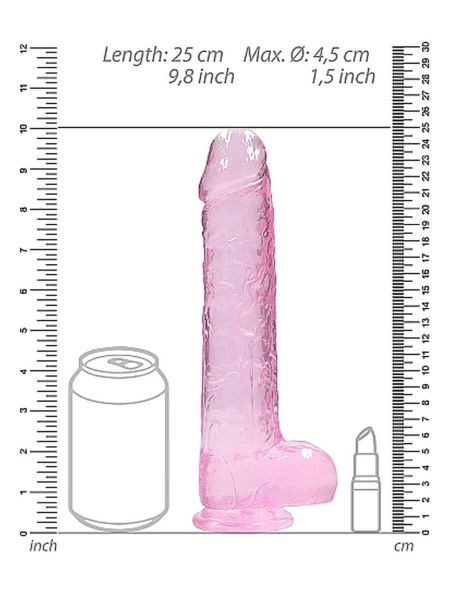 9"" / 23 cm Realistic Dildo With Balls - Pink - 3