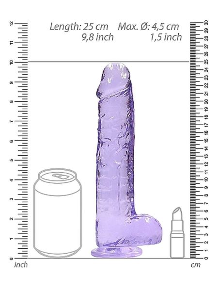 9"" / 23 cm Realistic Dildo With Balls - Purple - 3