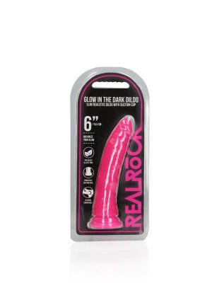 Slim Realistic Dildo with Suction Cup - Glow in the Dark - 6'' / 15,5 cm - image 2