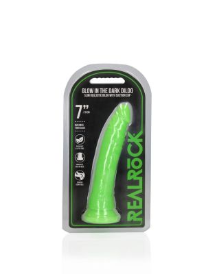 Slim Realistic Dildo with Suction Cup - Glow in the Dark - 7'' / 18 cm - image 2