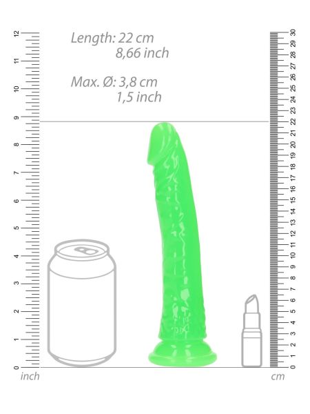 Slim Realistic Dildo with Suction Cup - Glow in the Dark - 8'' / 20 cm - 4