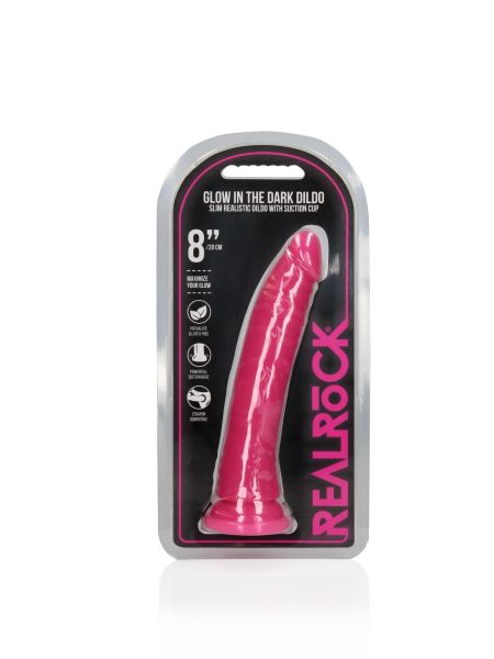 Slim Realistic Dildo with Suction Cup - Glow in the Dark - 8'' / 20 cm - 2