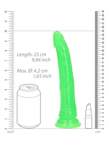 Slim Realistic Dildo with Suction Cup - Glow in the Dark - 9'' / 22,5 cm - 3