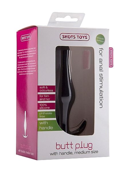 Butt Plug with Handle - Medium - Black - 4