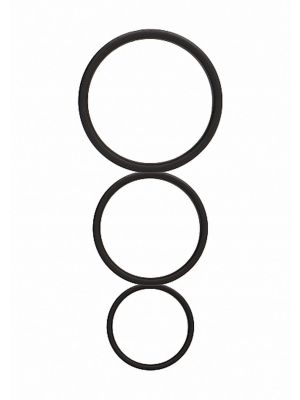 Flat Cock Ring Set - Black