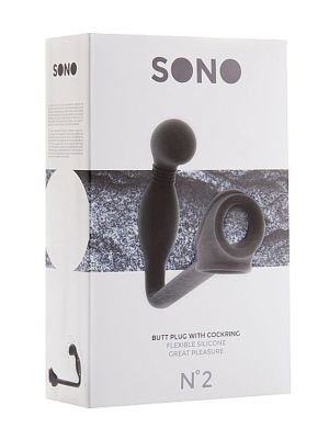No.2 - Butt Plug with Cockring - Black - image 2