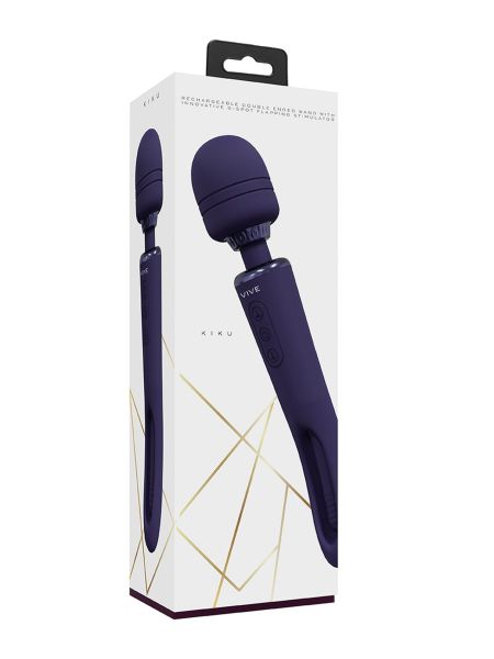 VIVE - Kiku - Rechargeable Double Ended Wand with Innovative G-Spot Flapping Stimulator - Purple - 3