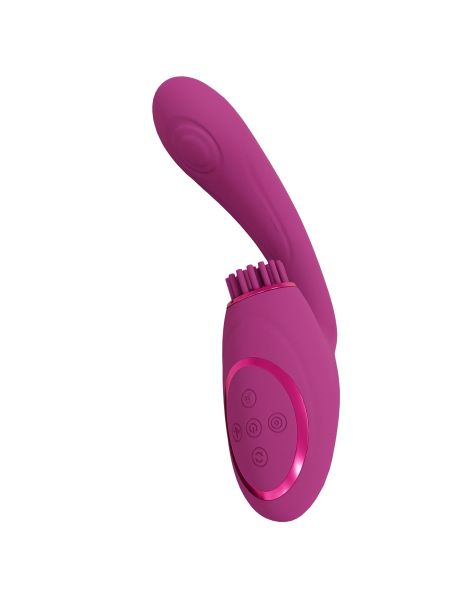 Gen - Rechargeable Triple Action G-Spot Vibrator with Pulse Wave  and Vibrating Bristles - Pink - 5