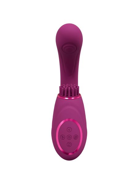 Gen - Rechargeable Triple Action G-Spot Vibrator with Pulse Wave  and Vibrating Bristles - Pink - 6