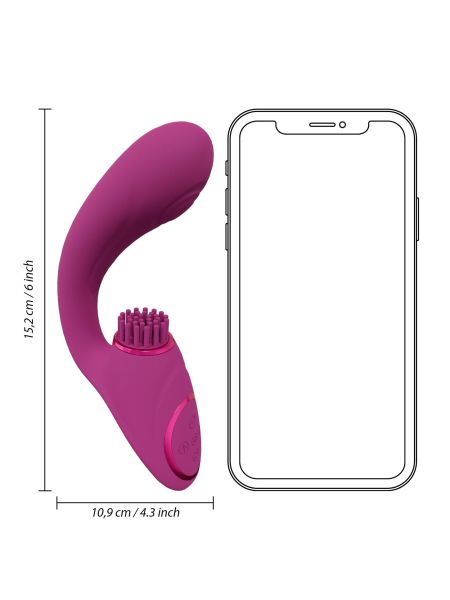 Gen - Rechargeable Triple Action G-Spot Vibrator with Pulse Wave  and Vibrating Bristles - Pink - 12