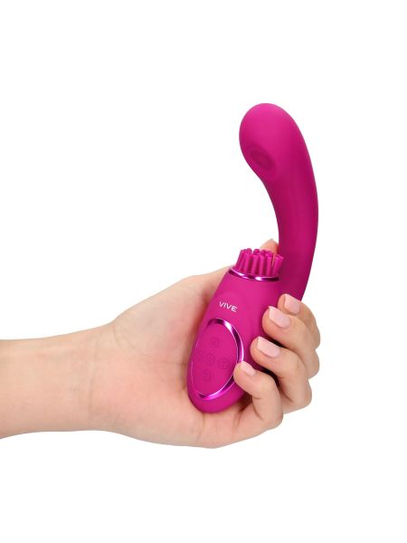 Gen - Rechargeable Triple Action G-Spot Vibrator with Pulse Wave  and Vibrating Bristles - Pink - 13