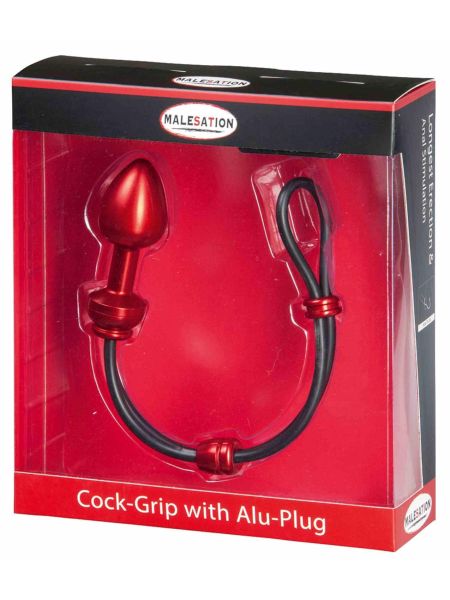 MALESATION Cock-Grip with Alu-Plug small, red - 3