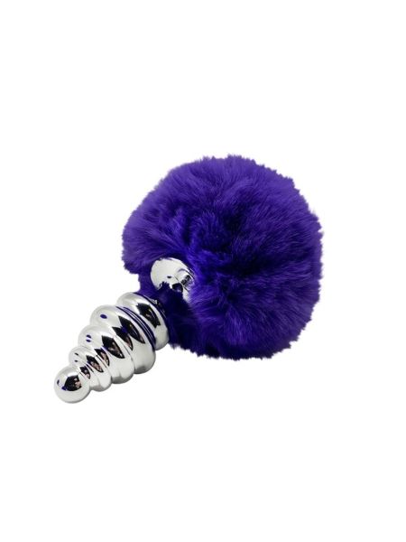 Plug-Metal Anal Fluffly Twist Plug S Dark Purple