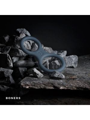 Boners Silicone Cock Ring And Ball Stretcher - Grey - image 2