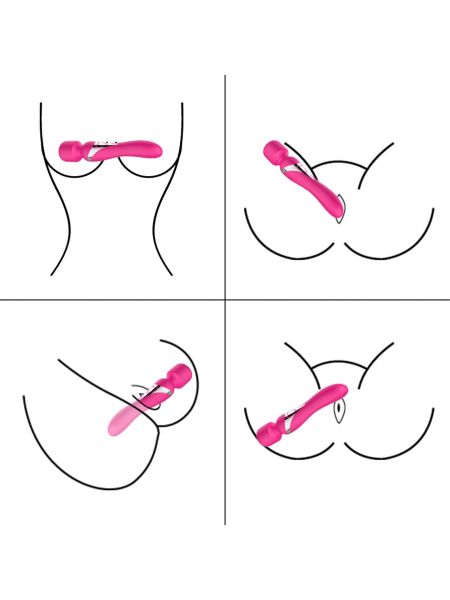 Stymulator - B - Series - Silicone Dual Massager Pulsator USB 7+7 Function (Pink) - 11