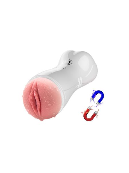 Masturbator - B - Series - Vibrating and Flashing Masturbation Cup USB 7+7 Function / Talk Mode (White) - 4