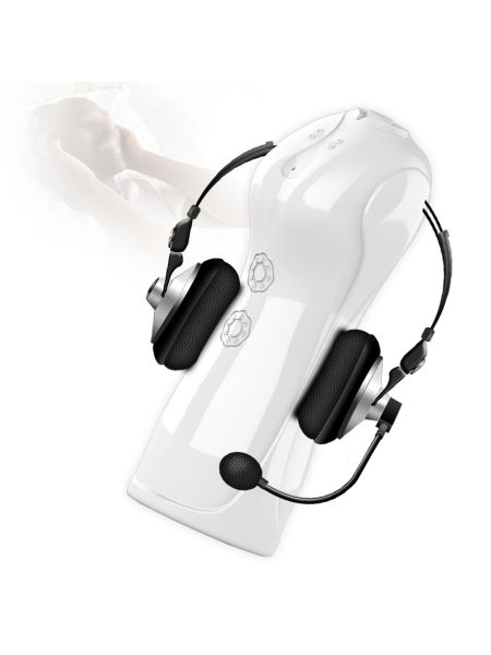 Masturbator - B - Series - Vibrating and Flashing Masturbation Cup USB 7+7 Function / Talk Mode (White) - 7