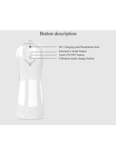 Masturbator - B - Series - Vibrating and Flashing Masturbation Cup USB 7+7 Function / Talk Mode (White) - 10