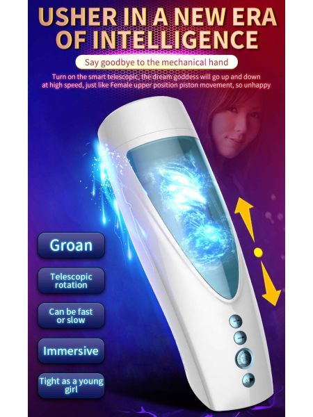 Masturbator-Vibrating, Rotating and Flashing Masturbation USB 10+10 Function / Talk Mode - 6