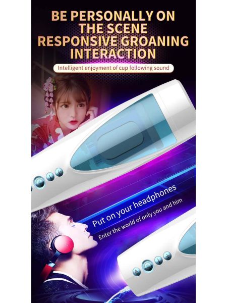 Masturbator-Vibrating, Rotating and Flashing Masturbation USB 10+10 Function / Talk Mode - 11