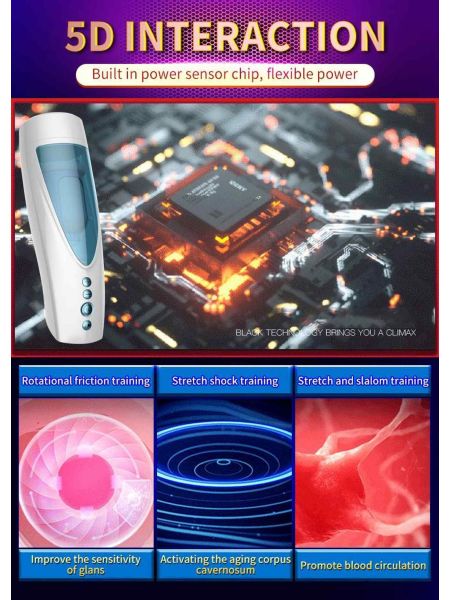 Masturbator-Vibrating, Rotating and Flashing Masturbation USB 10+10 Function / Talk Mode - 12