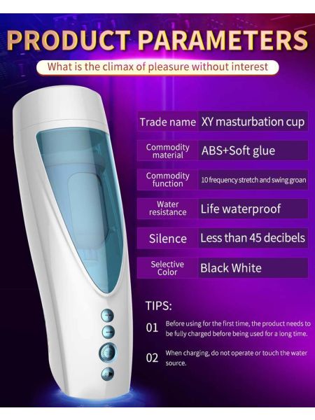 Masturbator-Vibrating, Rotating and Flashing Masturbation USB 10+10 Function / Talk Mode - 17