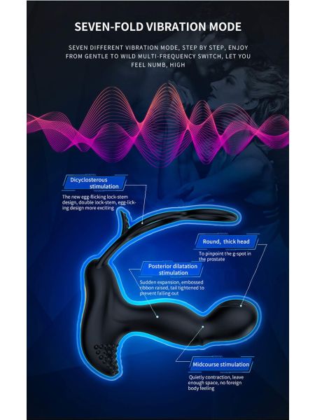 Wibrator-Silicone Massager 7 Function and Heating Function, Black - 12