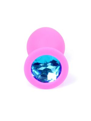 Plug-Jewellery Pink Silicon PLUG Medium- Light Blue Diamond