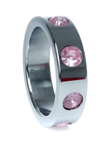 Pierścień-Metal Cock Ring with Rose Diamonds Large - 3