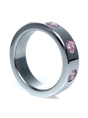 Pierścień-Metal Cock Ring with Rose Diamonds Large