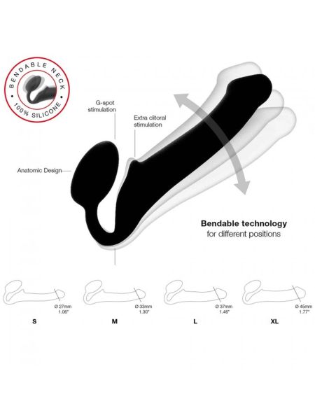 SEMI-REALISTIC BENDABLE STRAP-ON BLACK - S - 3