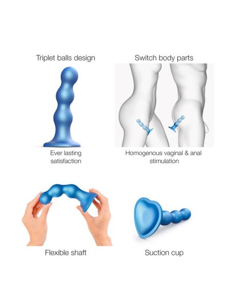 DILDO PLUG BALLS METALLIC BLUE - S - 3