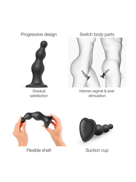 DILDO PLUG BEADS BLACK - S - 4