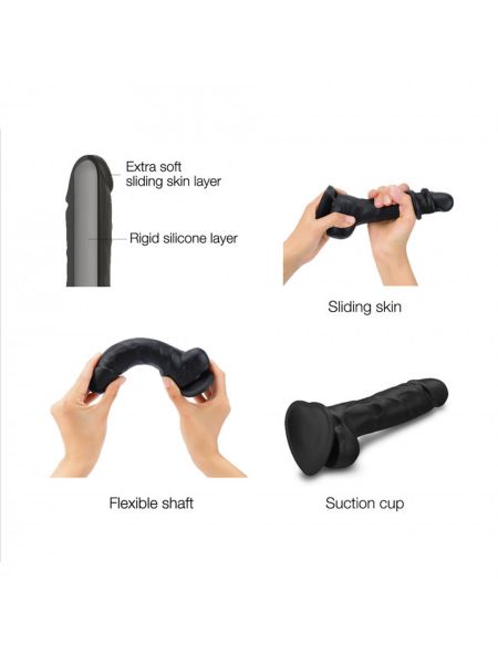 SLIDING SKIN REALISTIC DILDO BLACK S - 3