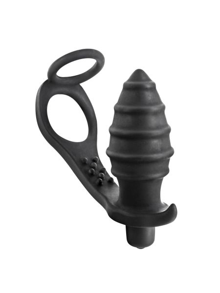 PROSTATE STIMULATOR COCKRING PLUG AP071 BLACK