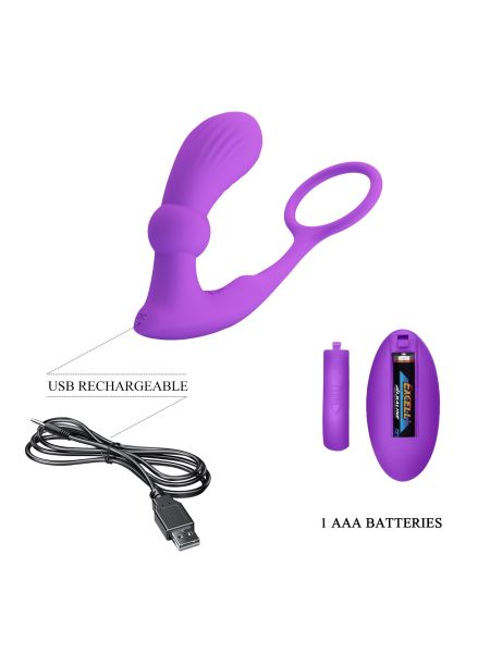 PRETTY LOVE - Warren Purple, Wireless remote control 12 pulse wave settings 12 vibration functions - 8