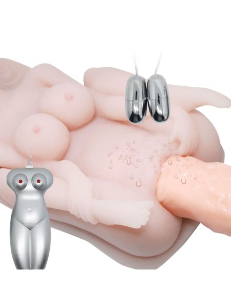 BAILE - Masturbator toy, TPR, double vibrating egg with voice, tighten,shrink 3AAA batteries - 3