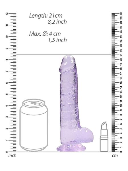 8"" / 20 cm Realistic Dildo With Balls - Purple - 3