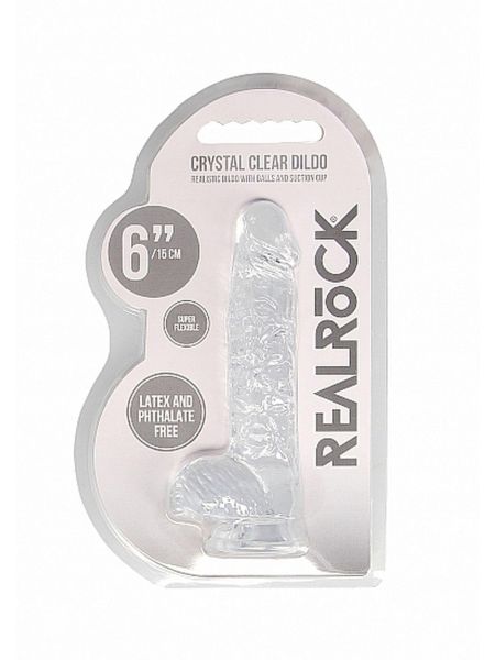 6"" / 15 cm Realistic Dildo With Balls - Transparent - 2