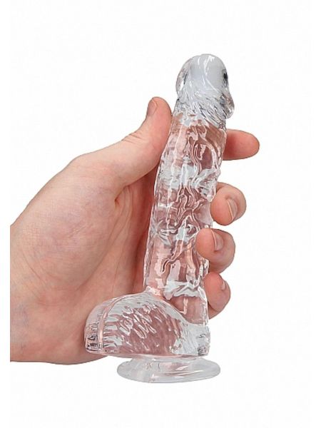 6"" / 15 cm Realistic Dildo With Balls - Transparent - 7