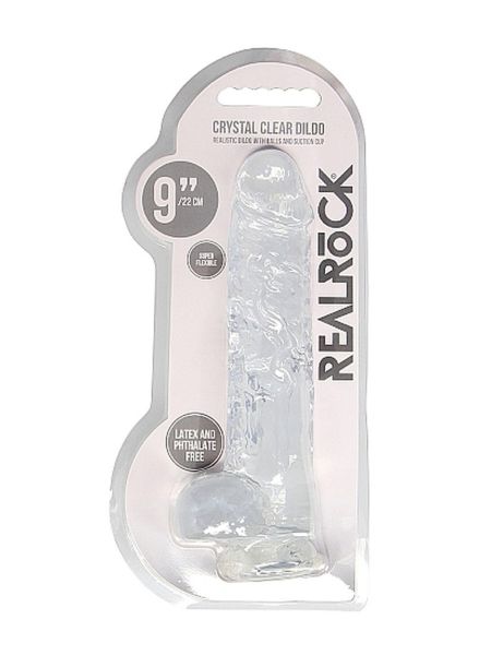9"" / 23 cm Realistic Dildo With Balls - Transparent - 2