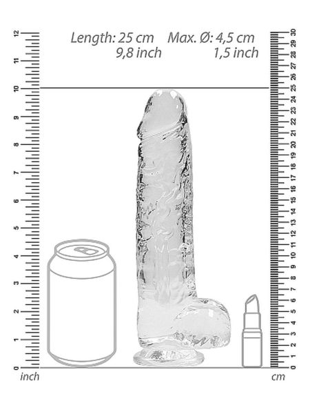 9"" / 23 cm Realistic Dildo With Balls - Transparent - 3