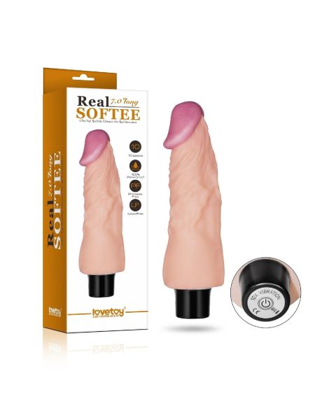 7"" REAL SOFTEE Vibrating Dildo - 8