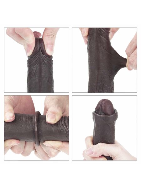 7'' Sliding Skin Dual Layer Dong - Black - 17