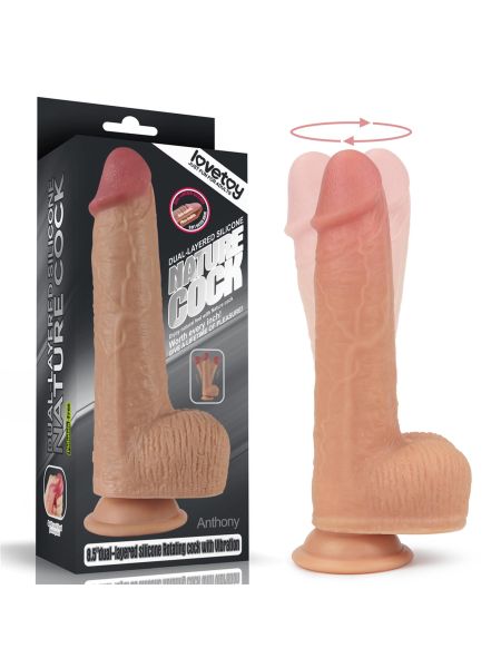8.5"" Dual layered Silicone Rotating Nature Cock Anthony