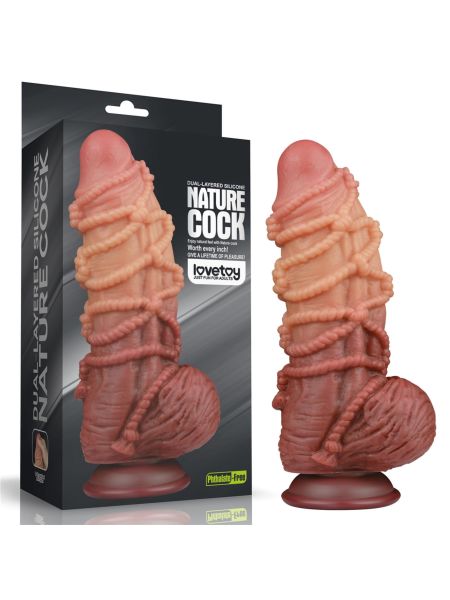 9.5'' Dual layered Platinum Silicone Cock with Rope
