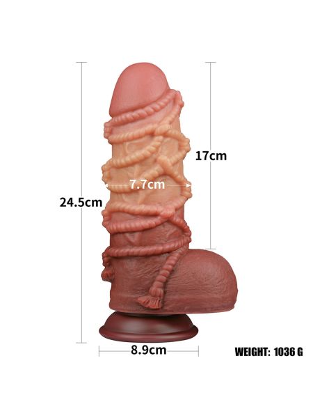 9.5'' Dual layered Platinum Silicone Cock with Rope - 2