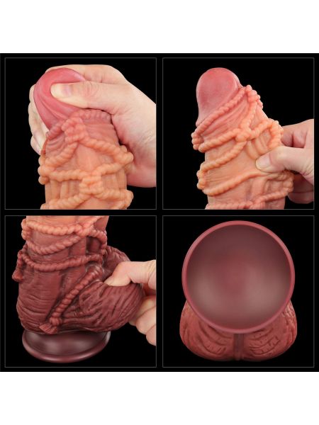 9.5'' Dual layered Platinum Silicone Cock with Rope - 5