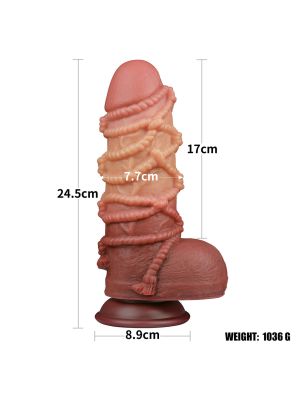 9.5'' Dual layered Platinum Silicone Cock with Rope - image 2